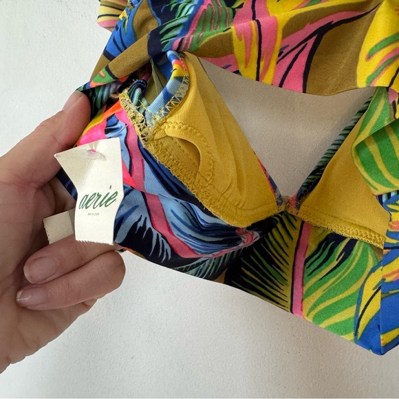 5 For $50🔥 NWOT Aerie Tropical Floral Ruffle Longline Bikini Top S - Picture 8 of 8